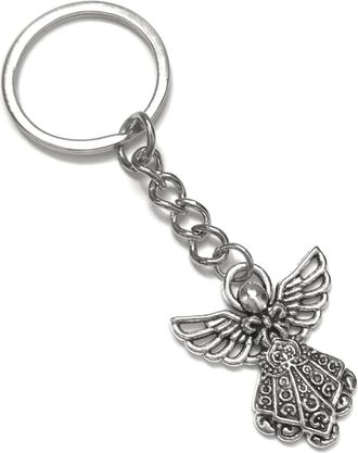 Generic KEYRING - Angel With Wings - Antique Silver Plated. Split Ring. Angel