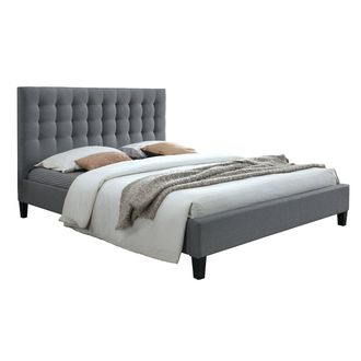 Miliboo Cama Con Cabecero Capiton&eacute; Tejido Gris Claro 160x200 Danae