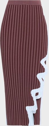 Ph5 Jela Pleated Wavy Slit Midi Skirt