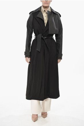 Bottega Veneta Viscose Trench FLUID with Leather Sleeves size 34
