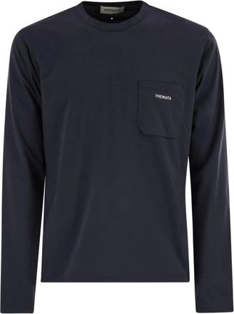 Premiata Tops, Heren, Blauw, L, Katoen, T-shirt met lange mouwen en zak