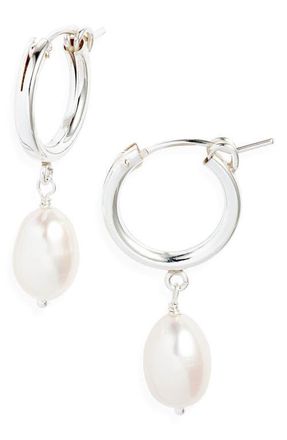 Set & Stones Adelle Keshi Pearl Hoop Earrings in Silver at Nordstrom
