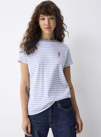 Twik Womens Small embroidery striped T-shirt Relaxed fit