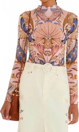 Farm Rio Sea Garden Jersey Top In Soft Pink