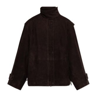 Rotate ROTATE Birger Christensen, Leather Jackets, female, Brown, Size: 2XS Suede Jacket
