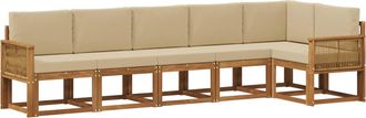 vidaXL Conjunto De Sof&aacute;s De Exterior 6 Uds. Natural Y Beige Poli&eacute;ster Vidaxl