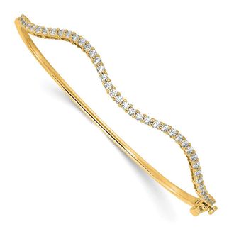 Diamond2Deal 14k Gold 1 Ct Lab Grown Diamond Fancy Wavy Bangle Bracelet