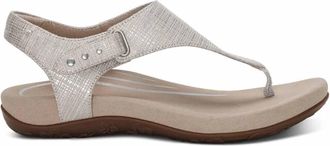 Aetrex Womens Ellie Adjustable Quarter Strap Thong Sandals In Grey