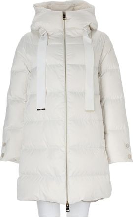 Herno White Puffer Hooded Flared Jacket