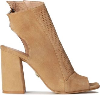 Kazar Dames lichtbruine peep toe laarzen - Dames - Sandalen met hakken - Bruin - 40 EU - Leer - Schoenen