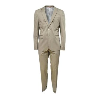 HUGO BOSS Kostuums, Heren, Beige, M, Katoen, C-Ryan/Win Pak