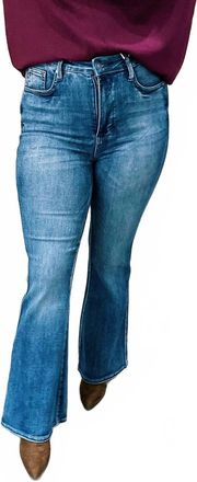 Judy Blue Saige Tummy Control Wash Flare Jeans In Blue