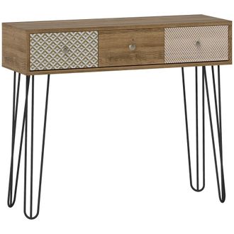 HOMCOM Mesa consola 90x30x75 cm madera natural