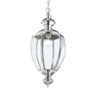Netlighting Norma 1 Light Ceiling Lantern Pendant Chrome Glass E27 in Grey