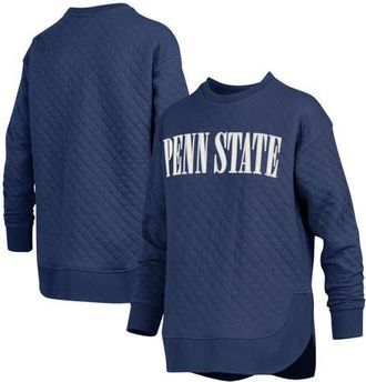 Pressbox Womens Pressbox Navy Penn State Nittany Lions Quilted Long Sleeve Pullover Sweatshirt at Nordstrom, Size Small