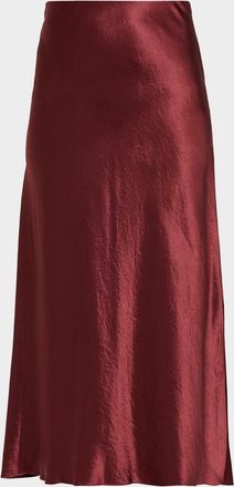 Vince Side-Slit Satin Slip Skirt