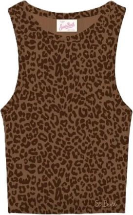 MC2 Saint Barth Ada Rib Tank Top With Patch - Dames - Tops zonder mouwen - Bruin - XS - Katoen - Tops