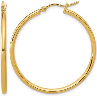 Diamond2Deal 14K Yellow Gold Polished 2x35mm Hoop Earrings