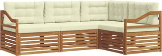 vidaXL Conjunto De Sof&aacute;s De Exterior 4 Uds. Natural Y Crema Vidaxl
