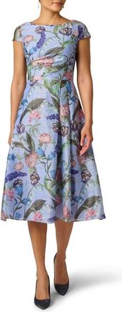 Adrianna Papell Floral Jacquard Cocktail Dress in Blue Multi at Nordstrom, Size 16