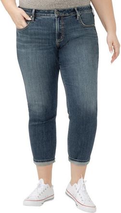 Silver Jeans Co Curvy Mid Rise Ankle Boyfriend Jeans in Treble at Nordstrom, Size 14W X 29