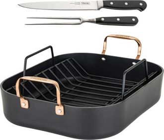 Viking Viking Hard Anodized Nonstick Roaster w/ Rack & Carving Set - Black/Copper