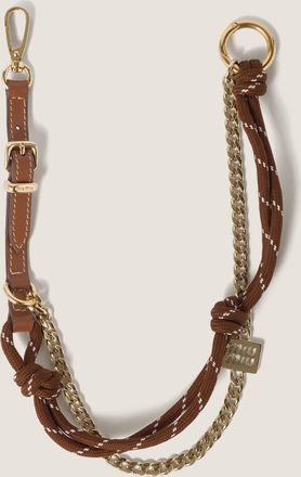 Miu Miu Leather, cord and metal trick keyring