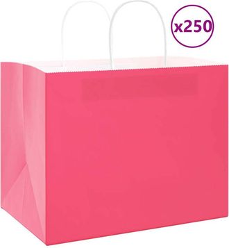 vidaXL Bolsas De Papel Con Asas 250 Uds Rosa 32x22x24 Cm Vidaxl