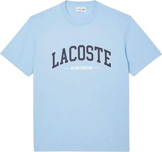Lacoste Unisex Gebogen Logo T-shirt voor volwassenen (Blauw)