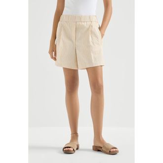 Brunello Cucinelli Striped seersucker shorts in Yellow at Nordstrom, Size 34 It