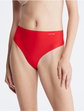 Calvin Klein Womens Invisibles High Rise Thong - Red - XS