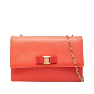 Ferragamo Pre-owned Shoulder Bag - Dames - Pre-owned - Oranje - Maat: ONE Size Leer