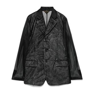 Comme Des Gar&ccedil;ons Jassen, Dames, Zwart, M, Nylon, Sheer Panel Blazer