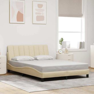 vidaXL Cama Sin Colch&oacute;n Tela Color Crema 140x200 Cm Vidaxl