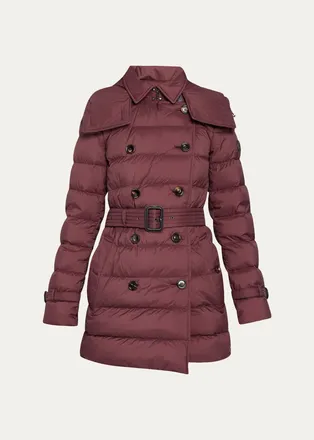 Burberry Audley Mid-Length Nylon Puffer Coat