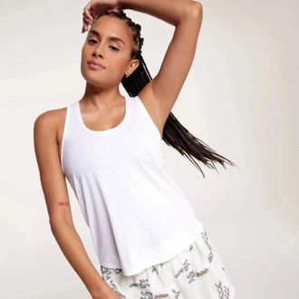 Calia Italia Calia Tank Top Womens White Stretch Twist Back Scoop Neck Performance UPS1098