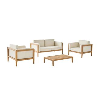 Sweeek Conjunto de jard&iacute;n de madera de acacia, 4 plazas, natural