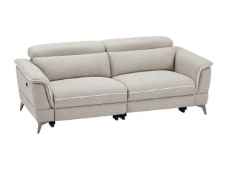 Vente-Unique Sof&aacute; 3 plazas relax el&eacute;ctrico de tela beige MACARI