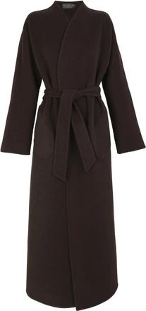 Cortana Noon- omkeerbare dubbelzijdige jas in chocolade - Dames - Jas met riem - Bruin - M - Wol - Jassen