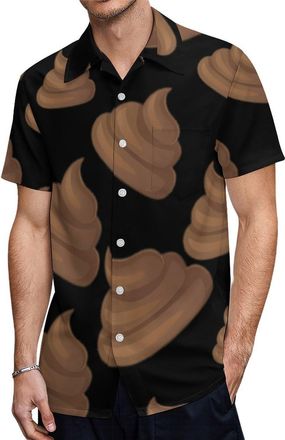 Generic Poop Shit Mens Button-Down Shirts Short Sleeve Quick-Dry T-Shirt Casual Vacation Tops Tees 2XL