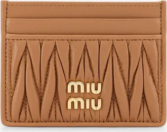 Miu Miu Quilted leather card holder with metal lettering logo - MIU MIU - gender_Woman