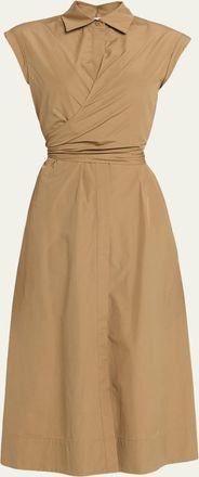 Lafayette 148 New York Wrap-Front Cotton Midi Shirtdress