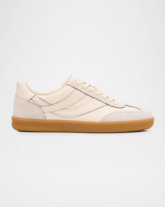Vince Mens Oasis Contrast-Edge Leather & Suede Low-Top Sneakers