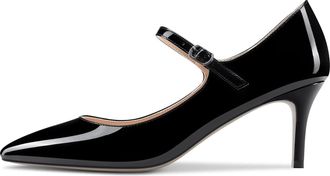 Castamere Women Stiletto Mid Heel Mary Jane Pumps Court Shoe Close Pointed Toe Wedding Office Dress Shoes Slip-on 6.5 CM Heels Black 7 UK