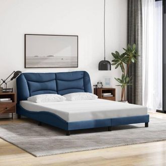 vidaXL Cama Sin Colch&oacute;n Tela Azul 160x200 Cm Vidaxl