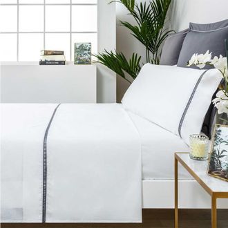 COTTON ARTEAN Juego de sabanas vainica percal algodón Blanco 240x260 Cama de 150