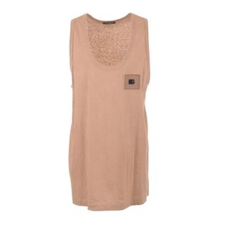 Dolce & Gabbana Sleeveless Tops, male, Brown, Size: XL Sleeveless T-shirt