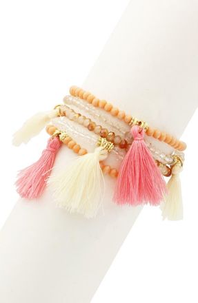 Olivia Welles Tassel Daze Bracelet in Gold /Peach at Nordstrom Rack