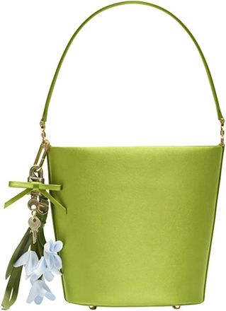 Self Portrait Satin Bucket Bag - Dames - Schoudertassen - Groen - ONE Size - Polyester - Tassen
