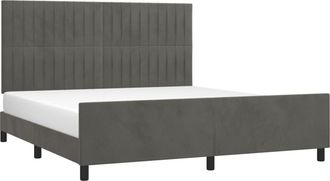 vidaXL Vidaxl - Estructura Cama Con Cabecero Terciopelo Gris Oscuro 180x200 Cm
